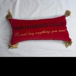 Red Embroidered Decorative Pillow